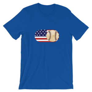 Baseball Mode -No Words - USA Flag - Short Sleeve T-Shirt