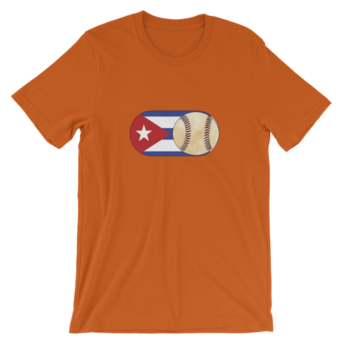 Baseball Mode -No Words - Cuba Flag - Short Sleeve T-Shirt