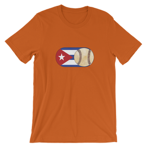 Baseball Mode -No Words - Cuba Flag - Short Sleeve T-Shirt