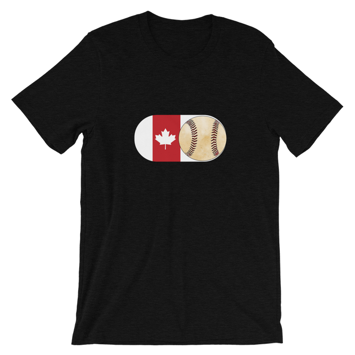 Baseball Mode -No Words - Canada Flag - Short Sleeve T-Shirt