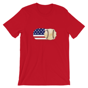 Baseball Mode -No Words - USA Flag - Short Sleeve T-Shirt