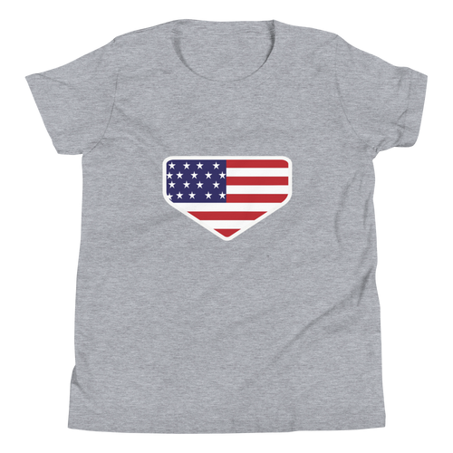 Baseball Homeplate - USA Flag - Youth Short Sleeve T-Shirt