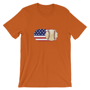 Baseball Mode -No Words - USA Flag - Short Sleeve T-Shirt