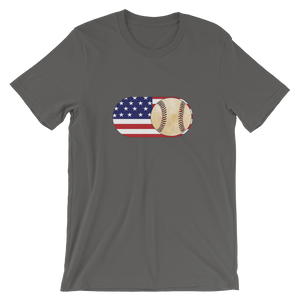 Baseball Mode -No Words - USA Flag - Short Sleeve T-Shirt