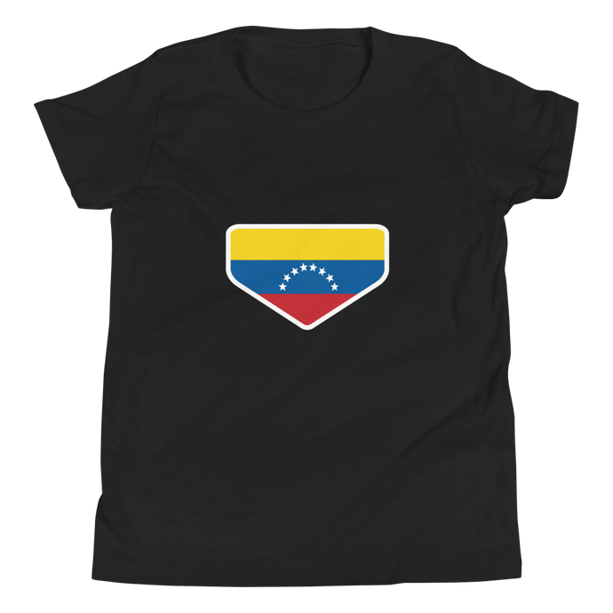 Baseball Homeplate - Venezuela Flag - Youth Short Sleeve T-Shirt