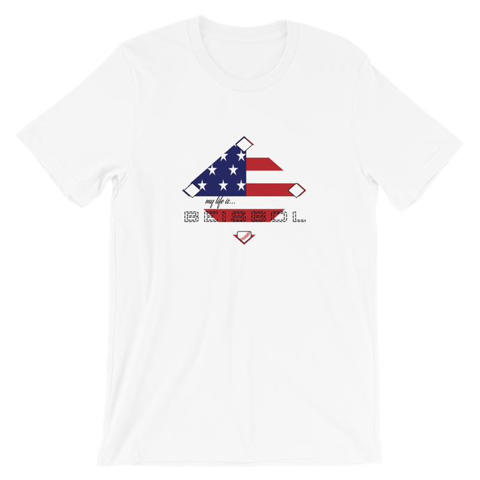 My Life is Beisbol - USA Flag - Short-Sleeve T-Shirt