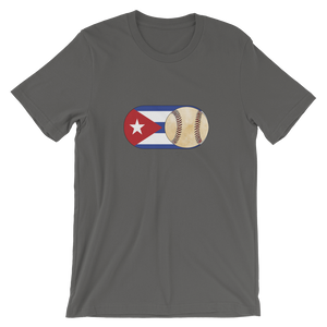Baseball Mode -No Words - Cuba Flag - Short Sleeve T-Shirt