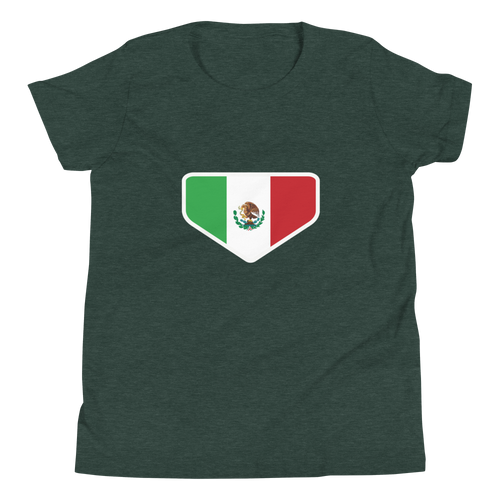 Baseball Homeplate - Mexico Flag - Youth Short Sleeve T-Shirt