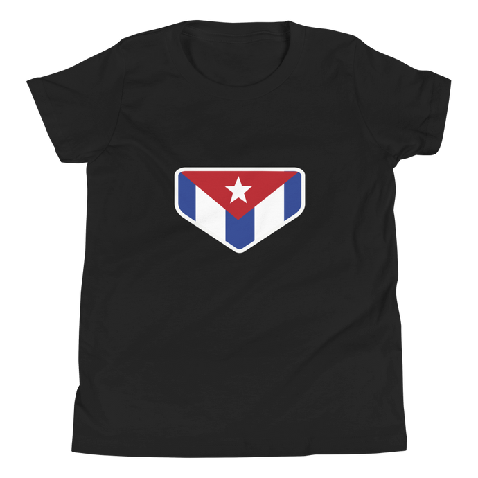 Baseball Homeplate - Cuba Flag - Youth Short Sleeve T-Shirt