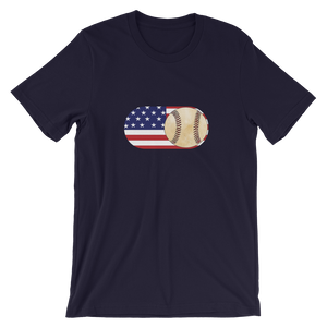 Baseball Mode -No Words - USA Flag - Short Sleeve T-Shirt