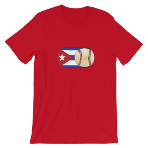 Baseball Mode -No Words - Cuba Flag - Short Sleeve T-Shirt