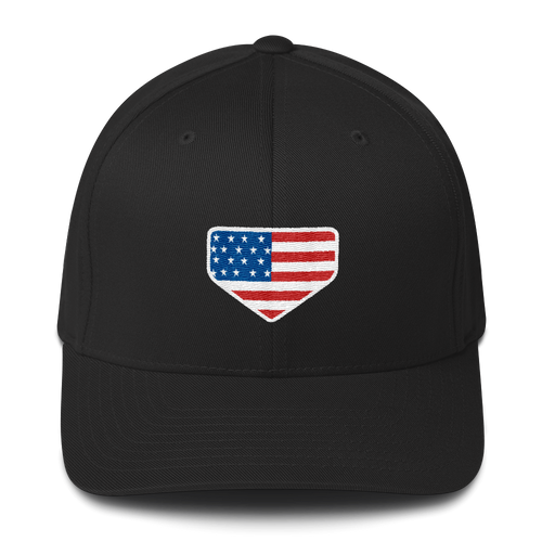 Baseball Homeplate - USA Flag - Structured Twill Cap